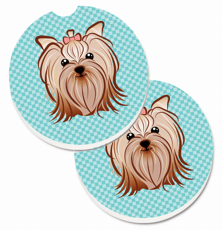 Dog Themed Checkered Cup Holder Car Coasters (Set of 2) - 638508563965