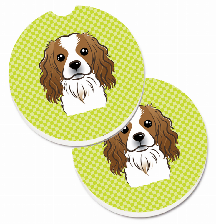 Dog Themed Checkered Cup Holder Car Coasters (Set of 2) - 638508565402