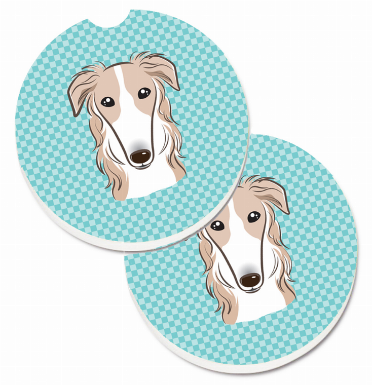Dog Themed Checkered Cup Holder Car Coasters (Set of 2) - 638508564207