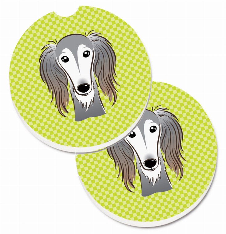 Dog Themed Checkered Cup Holder Car Coasters (Set of 2) - 638508565457