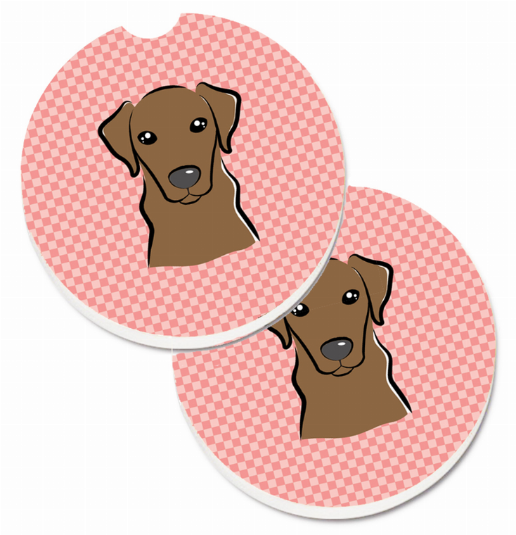 Dog Themed Checkered Cup Holder Car Coasters (Set of 2) - 638508564887