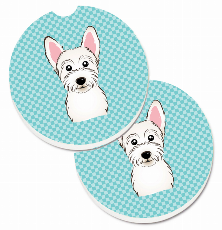 Dog Themed Checkered Cup Holder Car Coasters (Set of 2) - 638508564184
