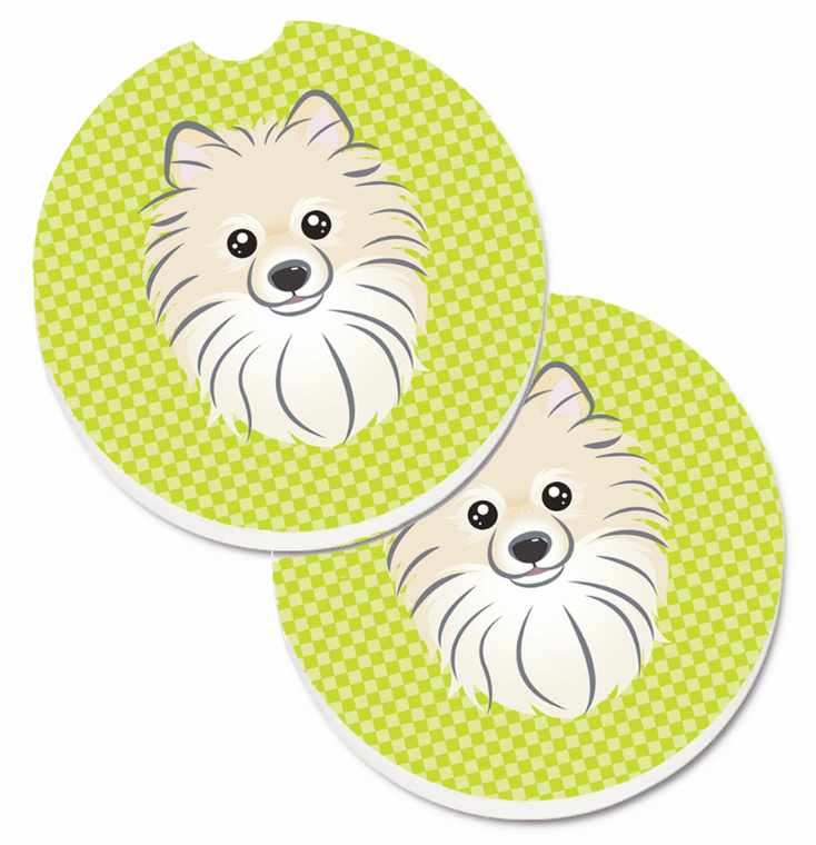 Dog Themed Checkered Cup Holder Car Coasters (Set of 2) - 638508565235