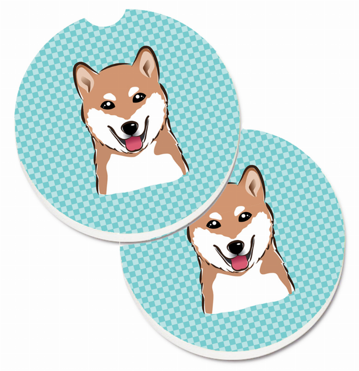 Dog Themed Checkered Cup Holder Car Coasters (Set of 2) - 638508564177