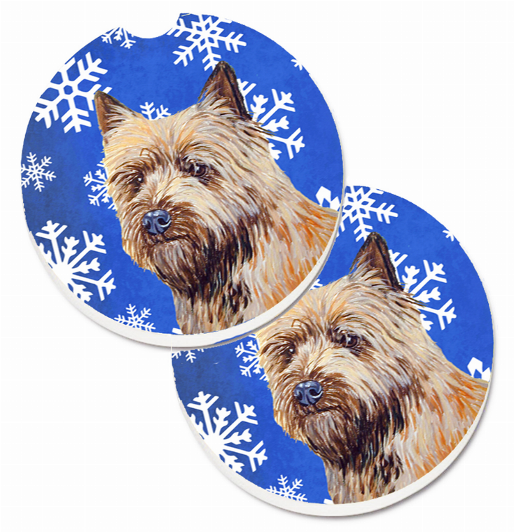 Dog Themed Holiday Christmas Cup Holder Car Coasters (Set of 2) - 638508588319