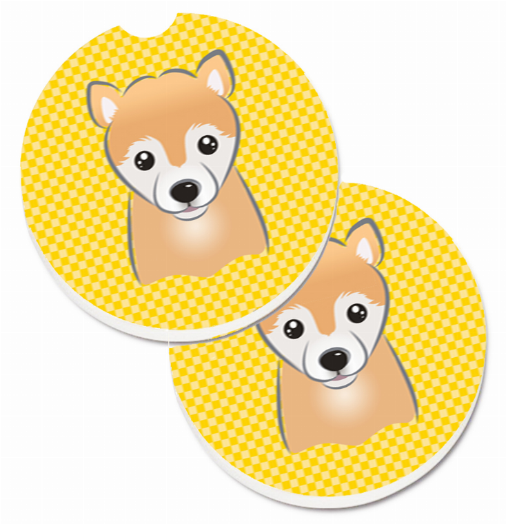 Dog Themed Checkered Cup Holder Car Coasters (Set of 2) - 638508563873