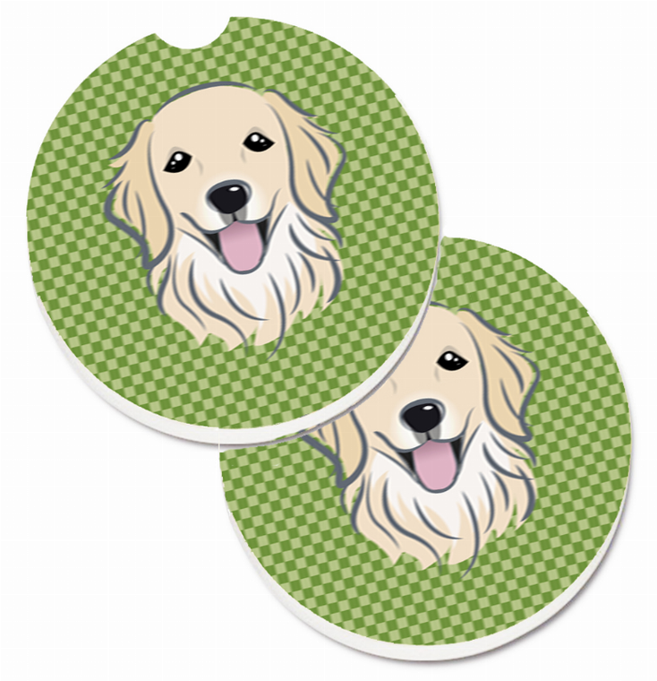 Dog Themed Checkered Cup Holder Car Coasters (Set of 2) - 638508563910
