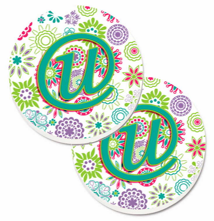 Letter Floral Cup Holder Car Coasters (Set of 2) - 638508586148