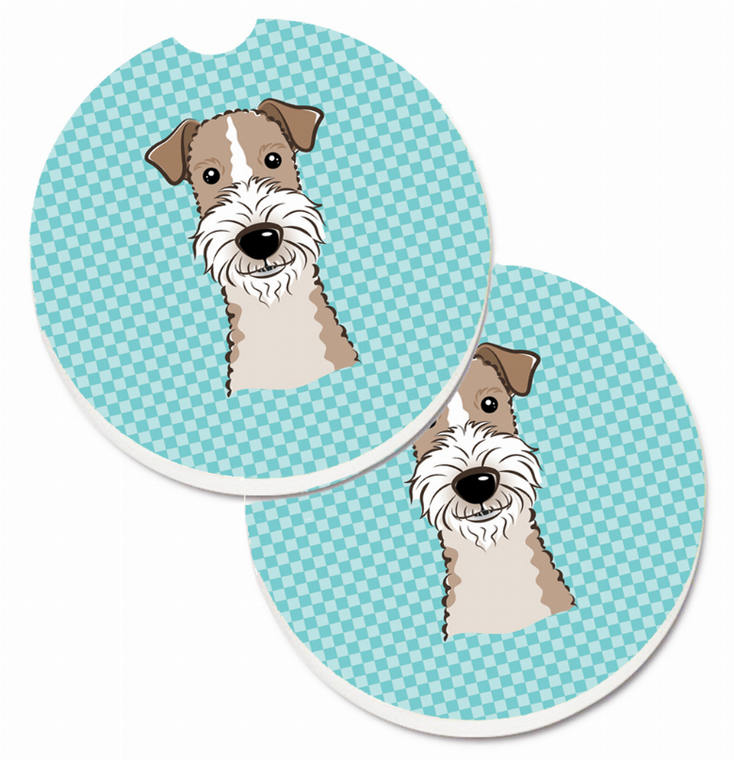 Dog Themed Checkered Cup Holder Car Coasters (Set of 2) - 638508564399