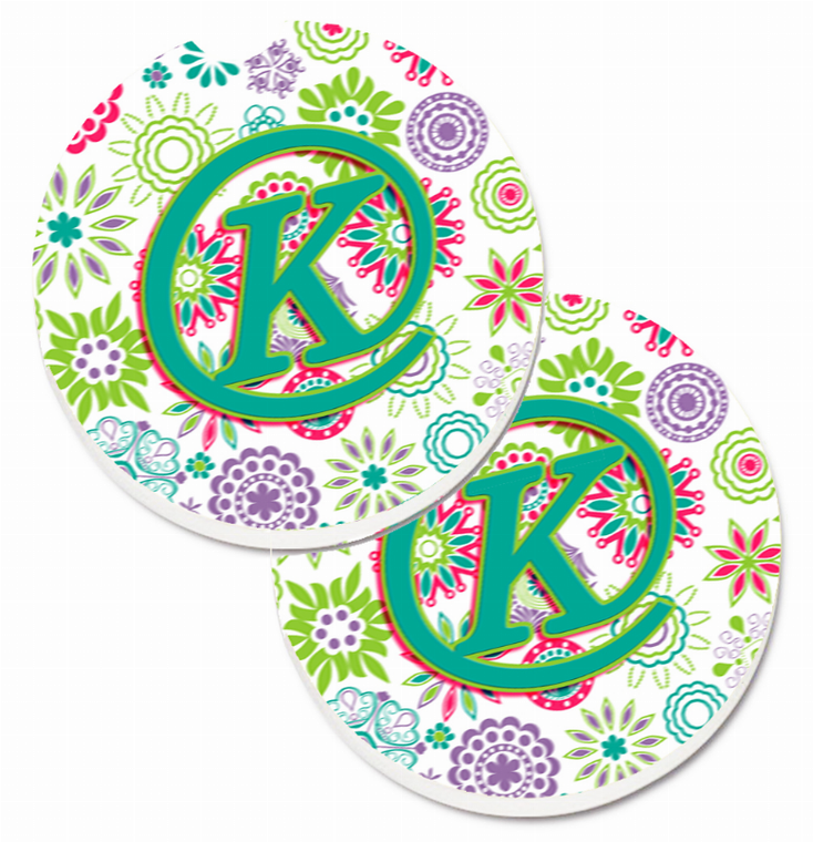 Letter Floral Cup Holder Car Coasters (Set of 2) - 638508586049