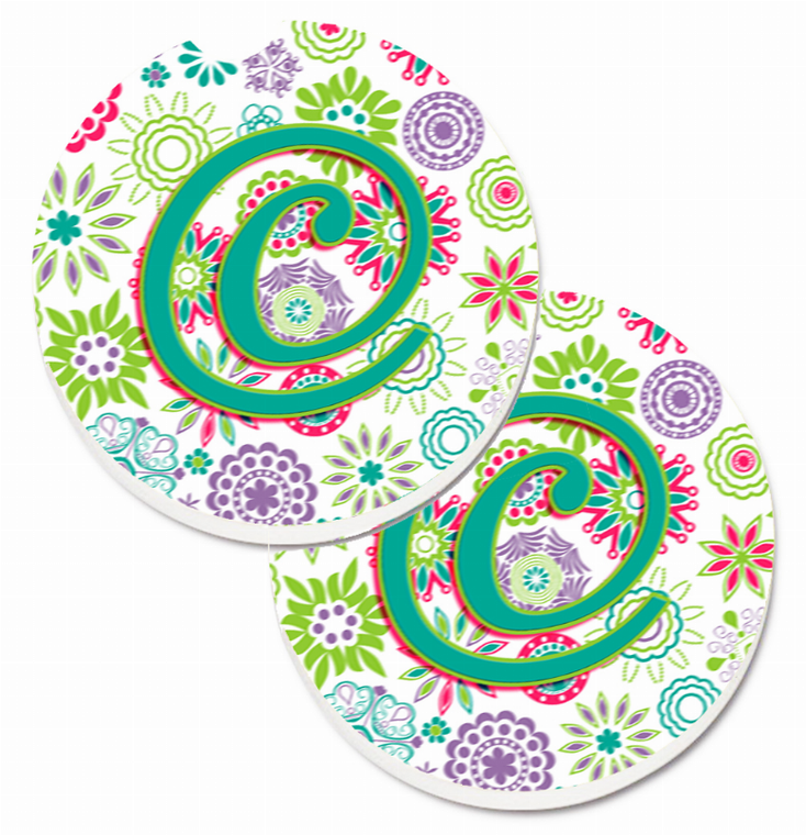 Letter Floral Cup Holder Car Coasters (Set of 2) - 638508585967