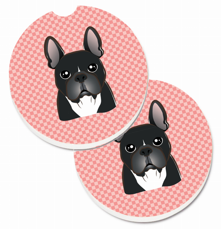 Dog Themed Checkered Cup Holder Car Coasters (Set of 2) - 638508564818