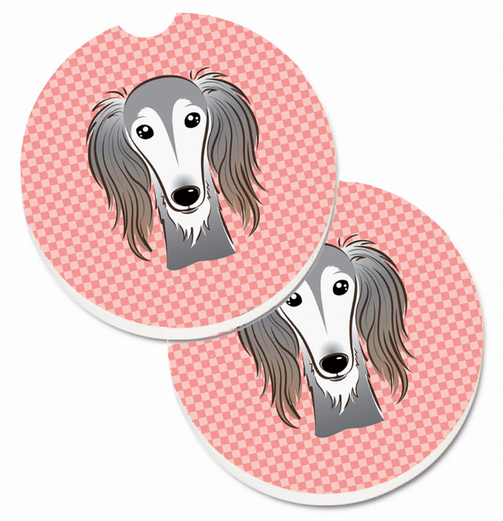 Dog Themed Checkered Cup Holder Car Coasters (Set of 2) - 638508564832