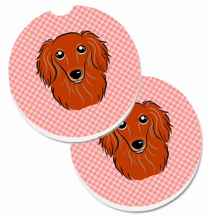 Dog Themed Checkered Cup Holder Car Coasters (Set of 2) - 638508564689