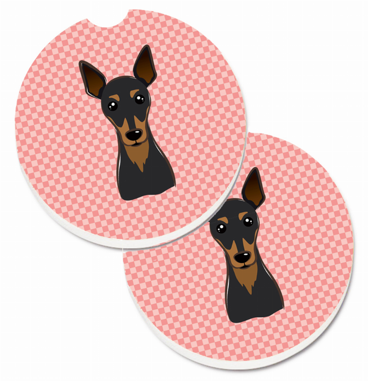 Dog Themed Checkered Cup Holder Car Coasters (Set of 2) - 638508564948