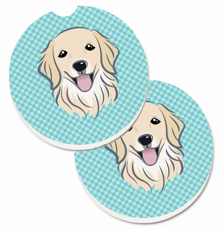 Dog Themed Checkered Cup Holder Car Coasters (Set of 2) - 638508563972