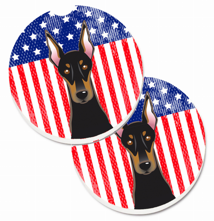 Dog Themed American Flag Cup Holder Car Coasters (Set of 2) - 638508566850