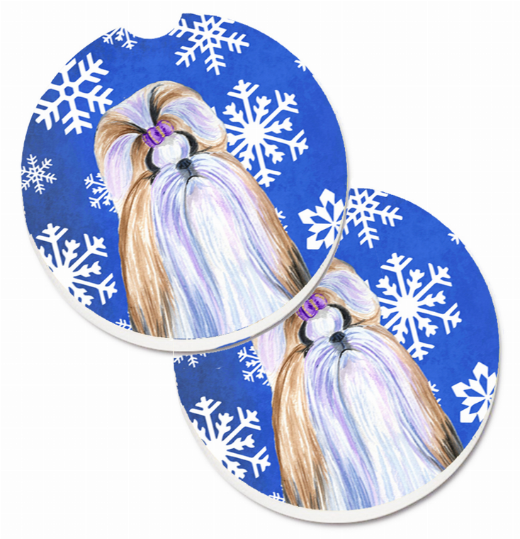Dog Themed Holiday Christmas Cup Holder Car Coasters (Set of 2) - 638508593634