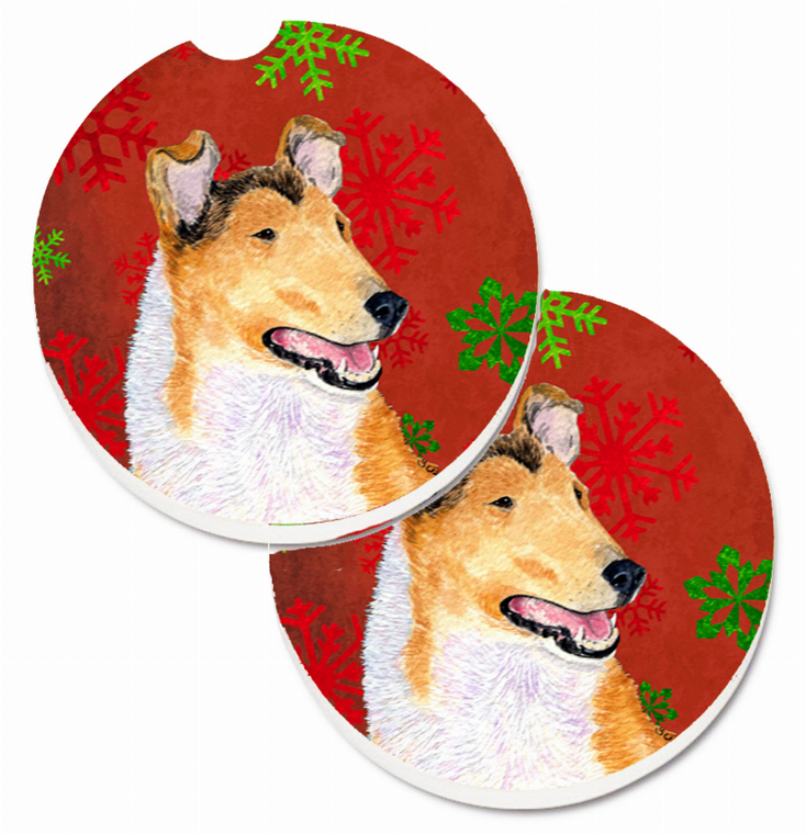 Dog Themed Holiday Christmas Cup Holder Car Coasters (Set of 2) - 638508592972