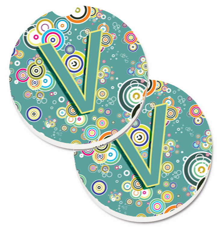 Letter Circle Circle Initial Alphabet Cup Holder Car Coasters (Set of 2) - 638508587190