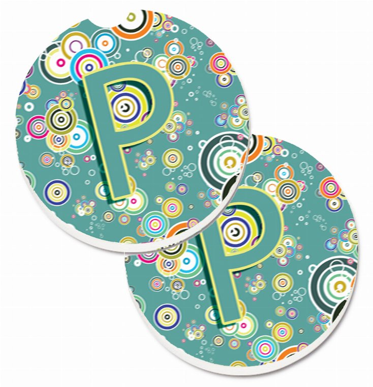 Letter Circle Circle Initial Alphabet Cup Holder Car Coasters (Set of 2) - 638508587138