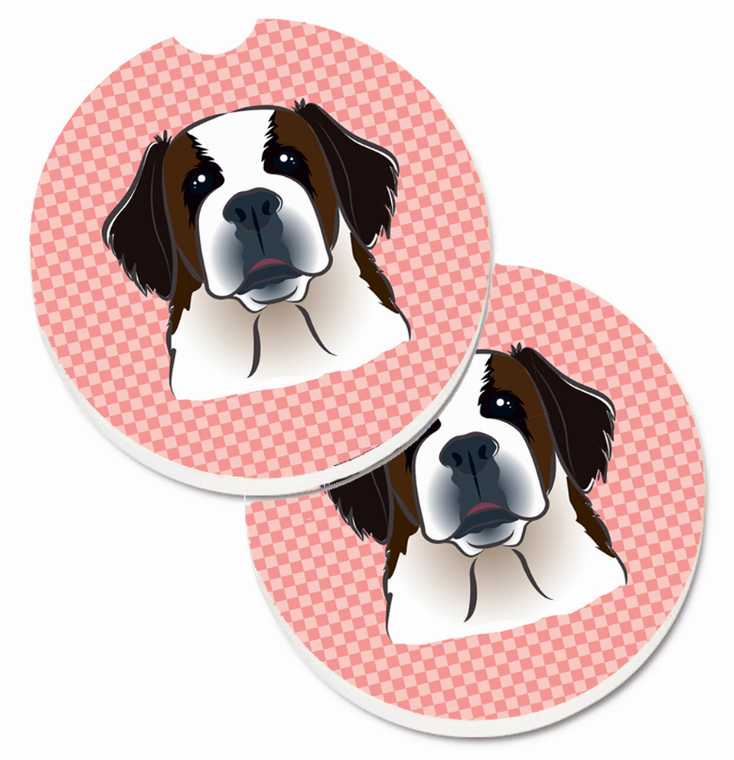 Dog Themed Checkered Cup Holder Car Coasters (Set of 2) - 638508565006
