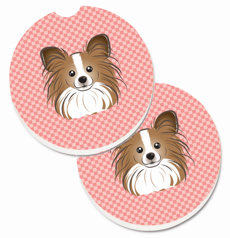 Dog Themed Checkered Cup Holder Car Coasters (Set of 2) - 638508565020