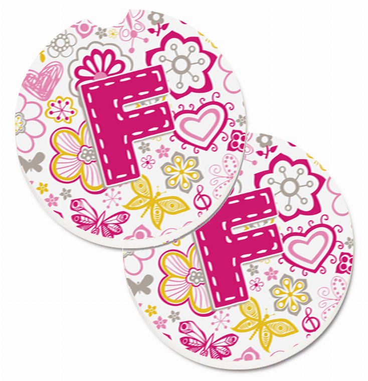 Letter Floral Cup Holder Car Coasters (Set of 2) - 638508584434