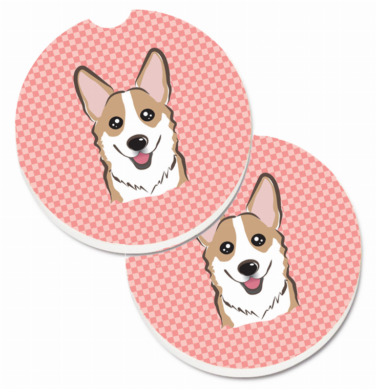 Dog Themed Checkered Cup Holder Car Coasters (Set of 2) - 638508565075