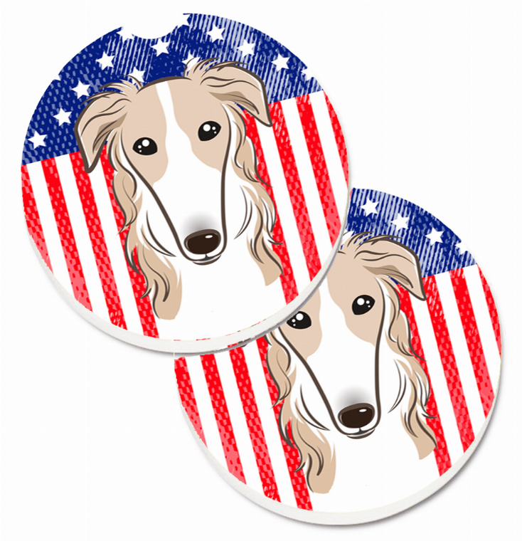 Dog Themed American Flag Cup Holder Car Coasters (Set of 2) - 638508566683