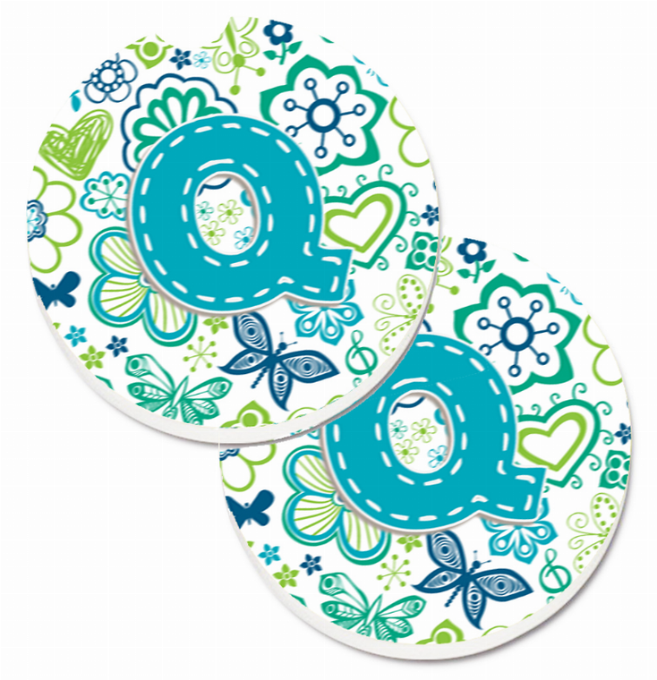 Letter Floral Cup Holder Car Coasters (Set of 2) - 638508584809