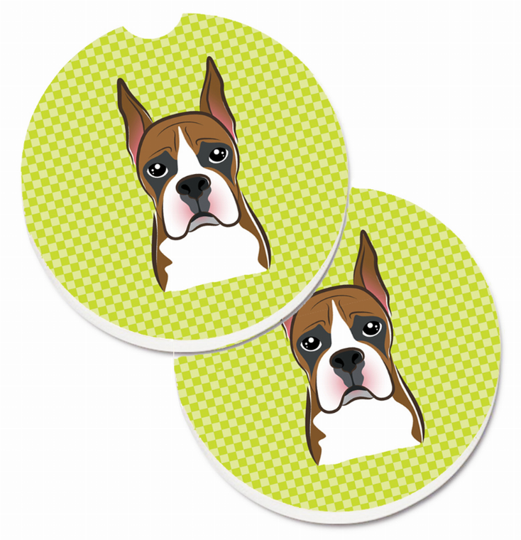 Dog Themed Checkered Cup Holder Car Coasters (Set of 2) - 638508565396