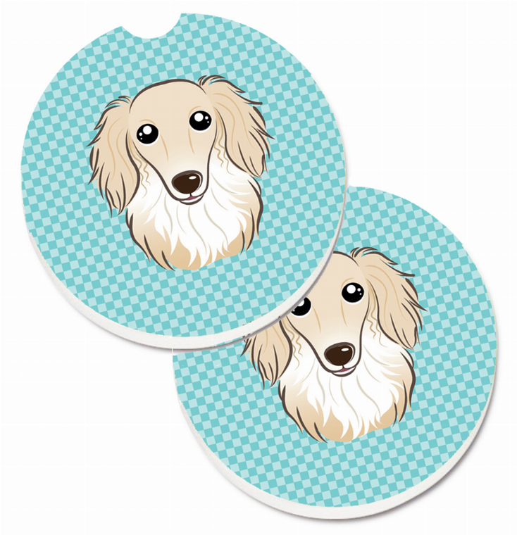 Dog Themed Checkered Cup Holder Car Coasters (Set of 2) - 638508564047