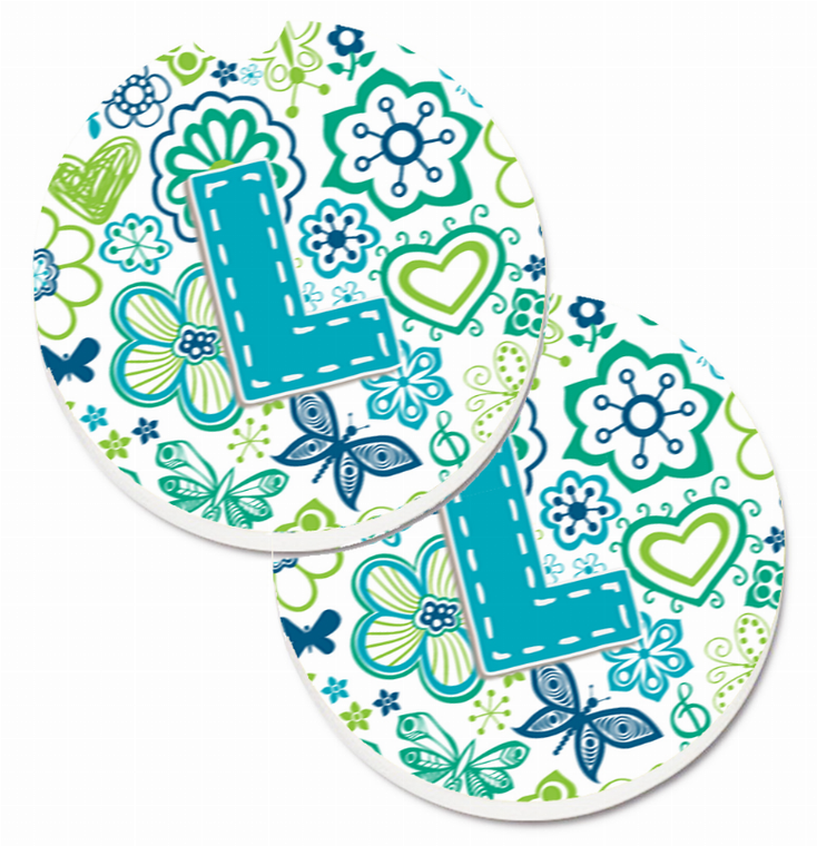 Letter Floral Cup Holder Car Coasters (Set of 2) - 638508584755
