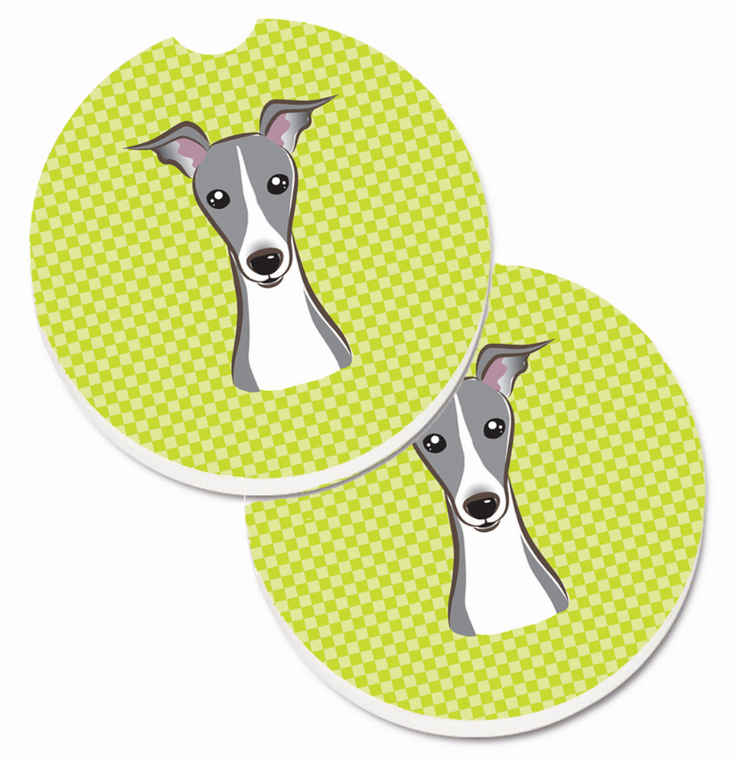 Dog Themed Checkered Cup Holder Car Coasters (Set of 2) - 638508565525
