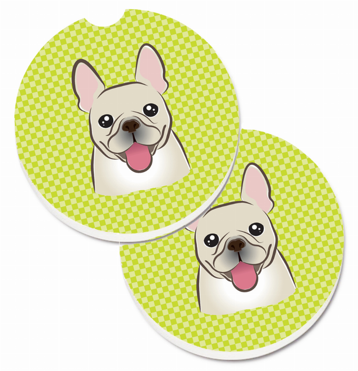 Dog Themed Checkered Cup Holder Car Coasters (Set of 2) - 638508565549