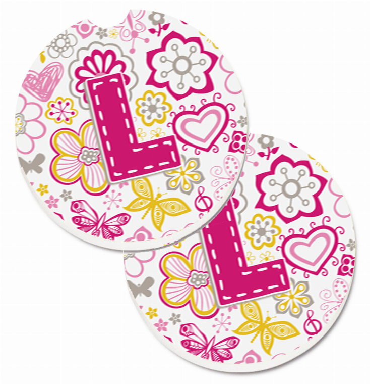 Letter Floral Cup Holder Car Coasters (Set of 2) - 638508584496