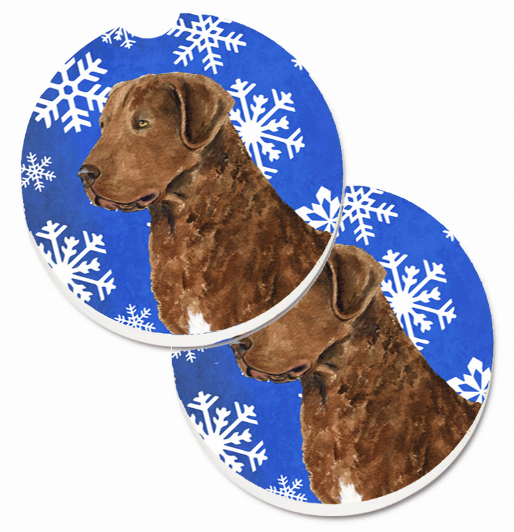 Dog Themed Holiday Christmas Cup Holder Car Coasters (Set of 2) - 638508594297