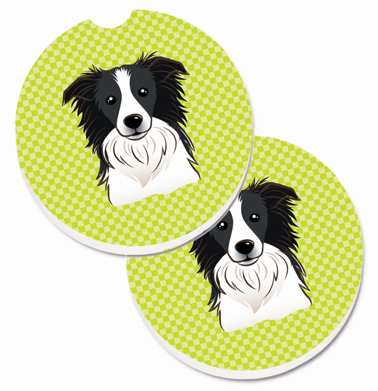 Dog Themed Checkered Cup Holder Car Coasters (Set of 2) - 638508565570