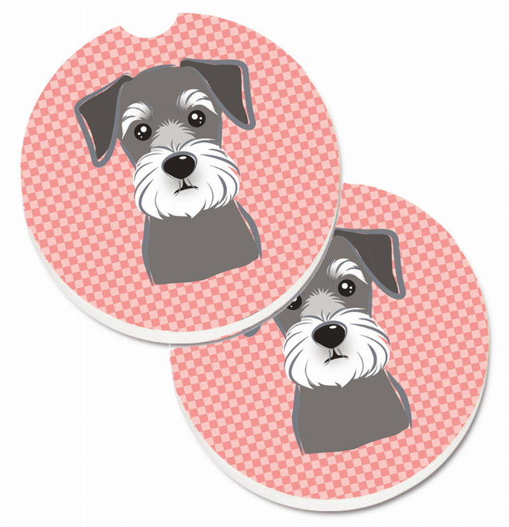 Dog Themed Checkered Cup Holder Car Coasters (Set of 2) - 638508564603