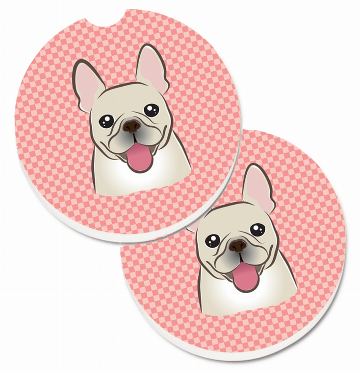 Dog Themed Checkered Cup Holder Car Coasters (Set of 2) - 638508564924
