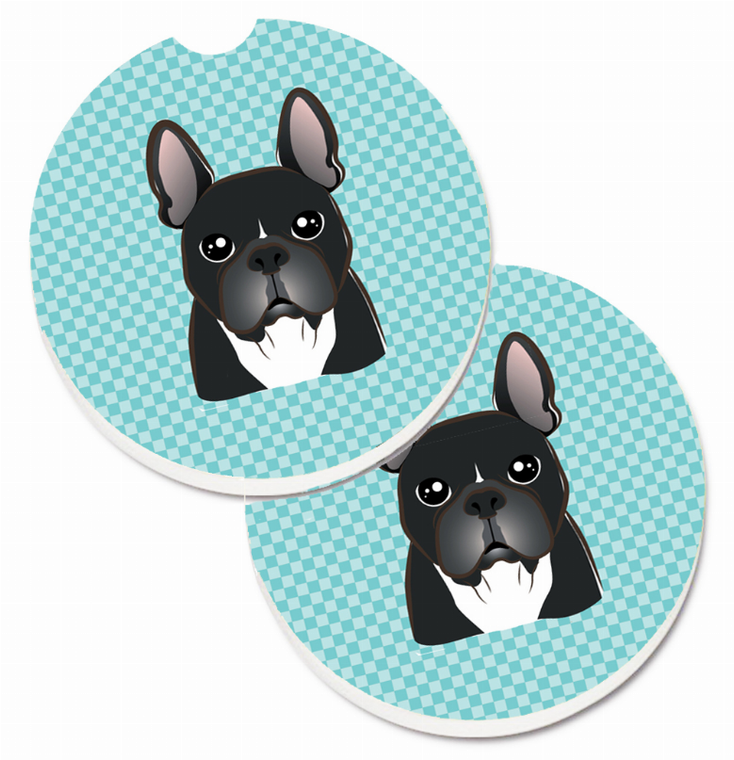 Dog Themed Checkered Cup Holder Car Coasters (Set of 2) - 638508564191