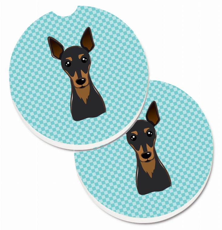 Dog Themed Checkered Cup Holder Car Coasters (Set of 2) - 638508564320