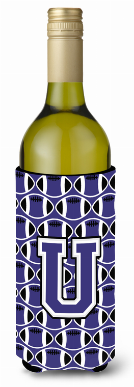 Monogram Letter Football Wine Bottle Hugger - 638508040299