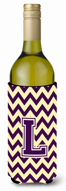 Monogram Letter Chevron Wine Bottle Hugger - 638508032409