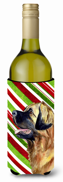 Candy Cane Holiday Christmas Design with Dog Wine Bottle Hugger - 615872701377