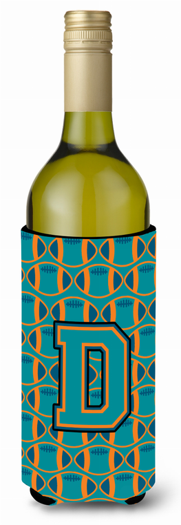 Monogram Letter Football Wine Bottle Hugger - 638508036223
