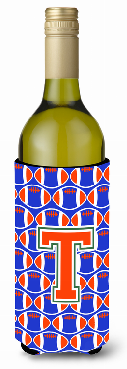 Monogram Letter Football Wine Bottle Hugger - 638508052223