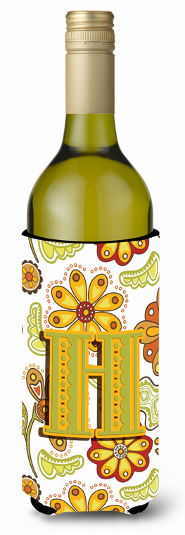 Monogram Letter Floral Wine Bottle Hugger - 638508018625