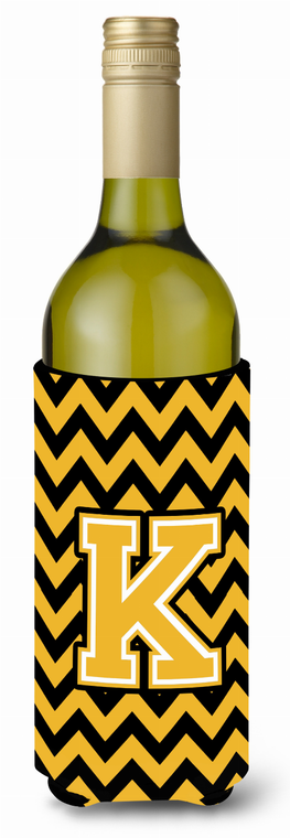 Monogram Letter Chevron Wine Bottle Hugger - 638508016836